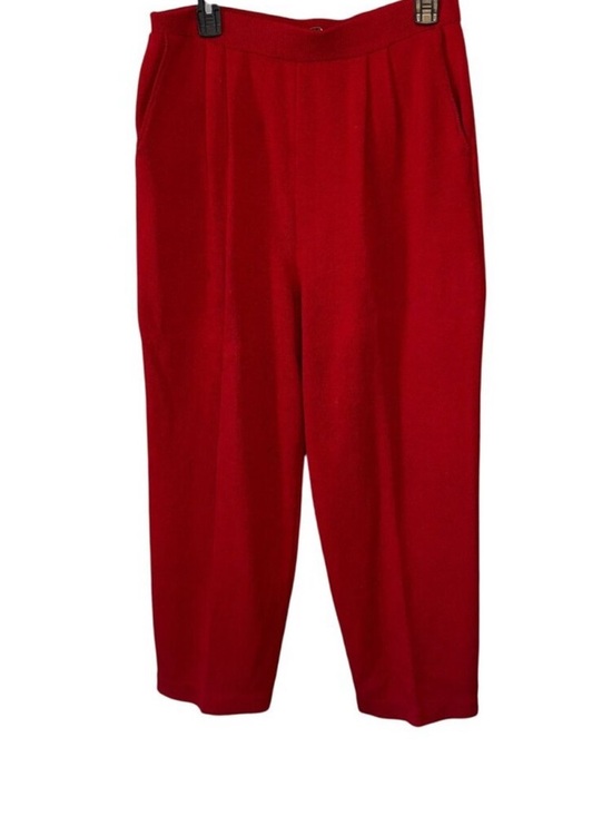 St. John Pants - St. John Santana Knit Pants Red Pull On Pockets Wool Blend Sz 6